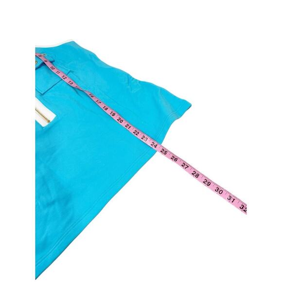 Boston Proper Airy Blue Sleeveless Chic Zipper White Trim Tank Halter Top M - Picture 8 of 9